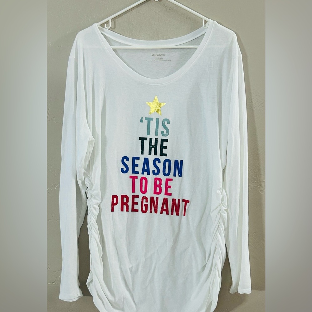Motherhood Maternity Christmas White Graphic Tee